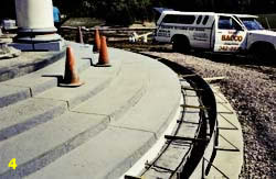 Setting forms is important with radial concrete steps.