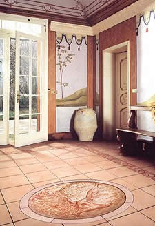 Concrete Artwork stamping mats were used to create this entry way that has a rustic touch.