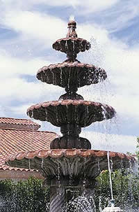 A three tier fountain made with fiber-reinforced concrete 