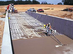 Radiant heat can be placed in any new concrete pour as seen here 