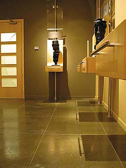 Colormaker Floors coating in Museum Meditation Room in a muted dark gray hue.