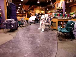 Stampable overlays work wonderful in an outdoor recreation store.