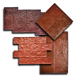 There are various types of stamps used for stamping concrete from cobble stone to brick.