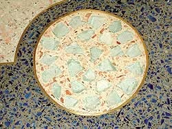 Epoxy terrazzo definitely offers more versatility in color and design as seen here in this circular pattern