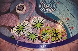 Terrazzo design can be as intricate as one wants as seen here in this floral pattern created with vibrant patterns.