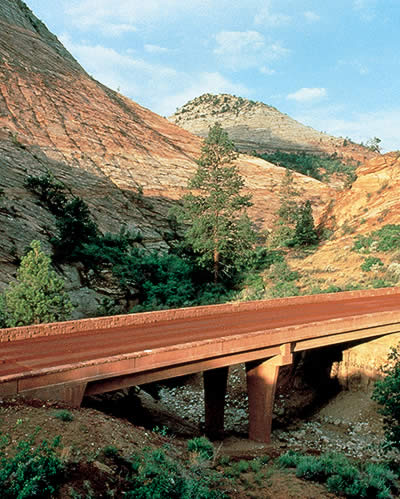 Davis Colors pigments match the colors of the earth, helping this bridge blend into the landscape at Zion National Park.