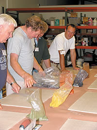 Colormaker workshop - Gary Jones shows attendees how to use his product on sample boards.