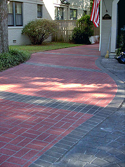 This driveway was base-coated and then splatter-textured with Elite Cretes Thin-Finish.
