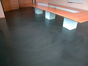 This conference room floor was finished with Ardex SD-T Gray, a self-drying, self-leveling topping. Photo courtesy of Ardex