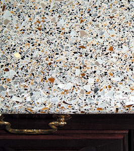 concrete countertop with glass aggregate - Specialty glass aggregates made from recycled glass that is melted down and re-formed give you a different look than plain old crushed glass. Crushed bottles and window glass tend to be flat, with parallel sides, whereas specialty glass aggregates can have fuller, more irregular shapes, like crushed gravel.