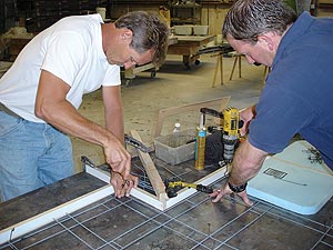 Countertop Molds - Concrete poured into a mold with right angles will come out with a sharp edge. Caulk tooled into the angles softens that edge. 