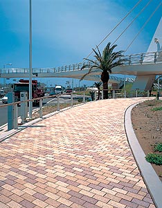 Photocatalysts are used in Japan to keep paving, like these concrete unit pavers, clean and to reduce the effect of air pollution.