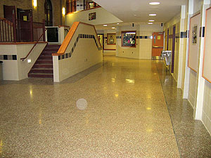 Terrazzo Floor in a public setting one white rock is so bright that it actually lowered lighting costs for three grocery stores in Washington