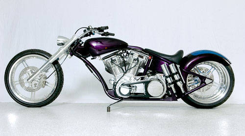 Polyurea Concrete Floor Coatings with a purple motorcycle in a residential garage.