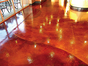 Seamless floor coating in a restaurant where heavy traffic is abundant.