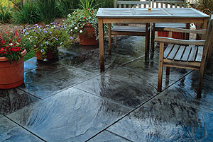 Stamped Concrete Patio using Color Hardener. Hot or windy conditions can cause the moisture in the concrete to evaporate too quickly. 