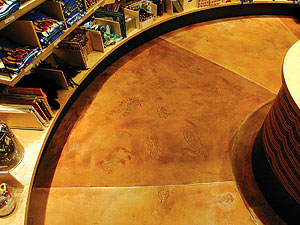 The Field Museum in Chicago swirling stained concrete floor.