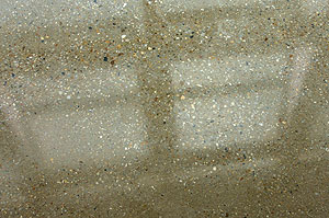 polished concrete floor with aggregate peeping through.