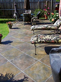 This patio was colored with dye-stains. Photo courtesy of Smith Paints
