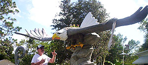 Huge concrete eagle landing sculpture