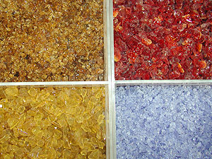 Colored Glass on display at the Concrete Countertop Conference