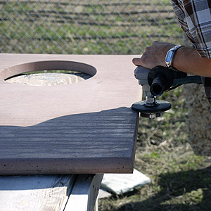Counctertop Sink and Edge Fabrication using a grinder on the edge
