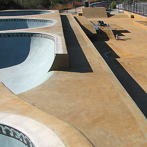 The skate park is the first to have every concrete surface colored with acid stain.