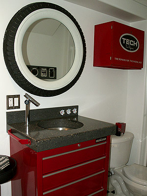 concrete countertop red toolbox retro fit