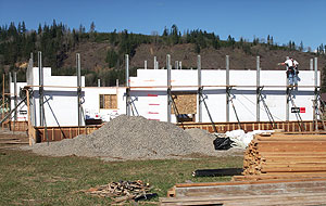 An exterior view of the home built with insulated concrete forms.