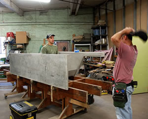 Creating a concrete tub that is sculptural and practical is a technical challenge.