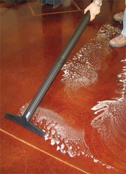 After initial application when the decorative concrete floor is installed, the wax will require periodic reapplication after a thorough scrubbing and cleaning.