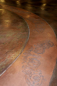 Designing Decorative Concrete - design that has been stained and embossed into the concrete.