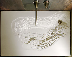 Arizona-based Gore Design Co. is best known for its signature erosion sinks, which are made with white portland cement and white marble sand. Owner Brandon Gore says that at any given time, he has back orders for five to 10 of these sinks, which cost between $5,000 and $7,000.