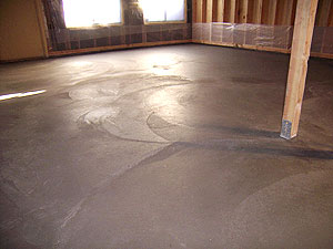 Ekocrete placed in a building freshly troweled.