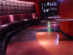 polished concrete in a waiting area of a high-end club