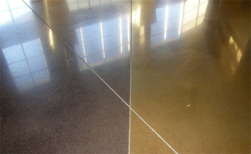 Cutting-Edge Concrete Densifiers - The depth and clarity of ground and polished concrete is enhanced when lithium silicate is included. Photo courtesy of L.M. Scofield Co.