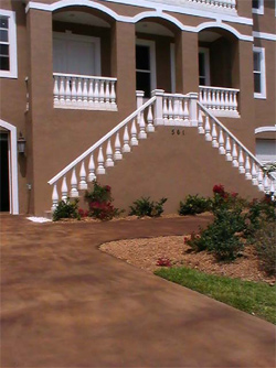 Variations in a contractors application method and color choices can produce an array of unique looks. For example, a densifier mixed with ColorJuice in Gold can be applied all over a floor in the traditional manner.